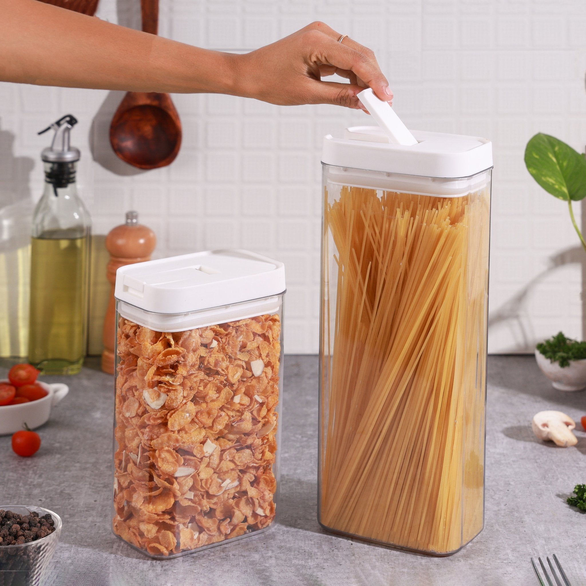 Airtight Stackable Kitchen Storage Jars (Set Of 2)