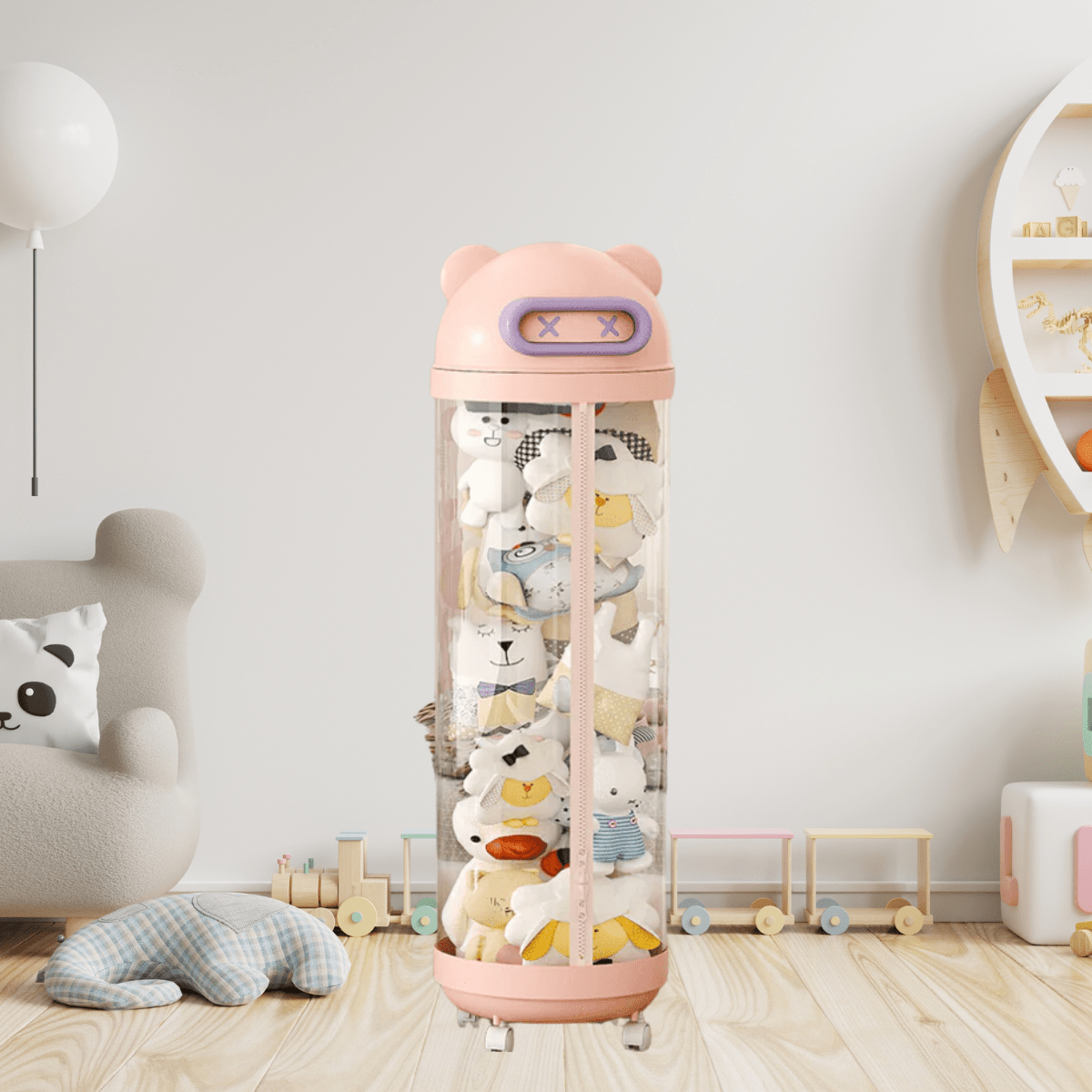 Transparent Doll Storage Bucket